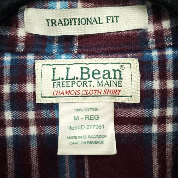 Men's L.L. Bean Chamois Cloth 100% Cotton Traditional Fit Plaid Flannel Shirt M - Picture 3 of 16